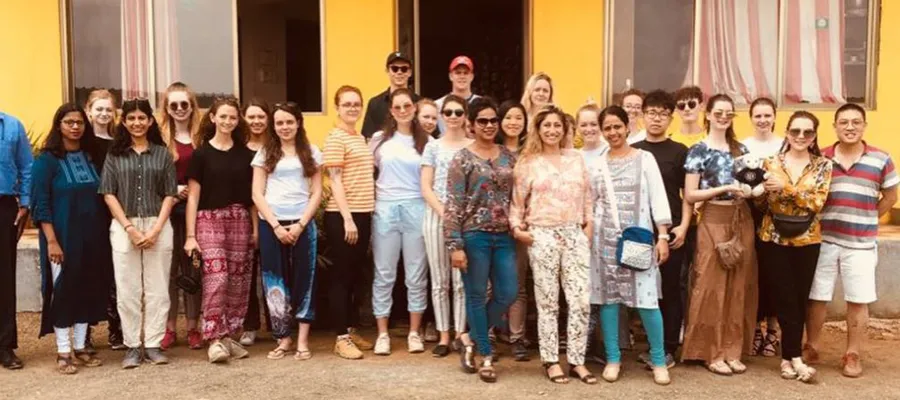 Students on a field trip to India