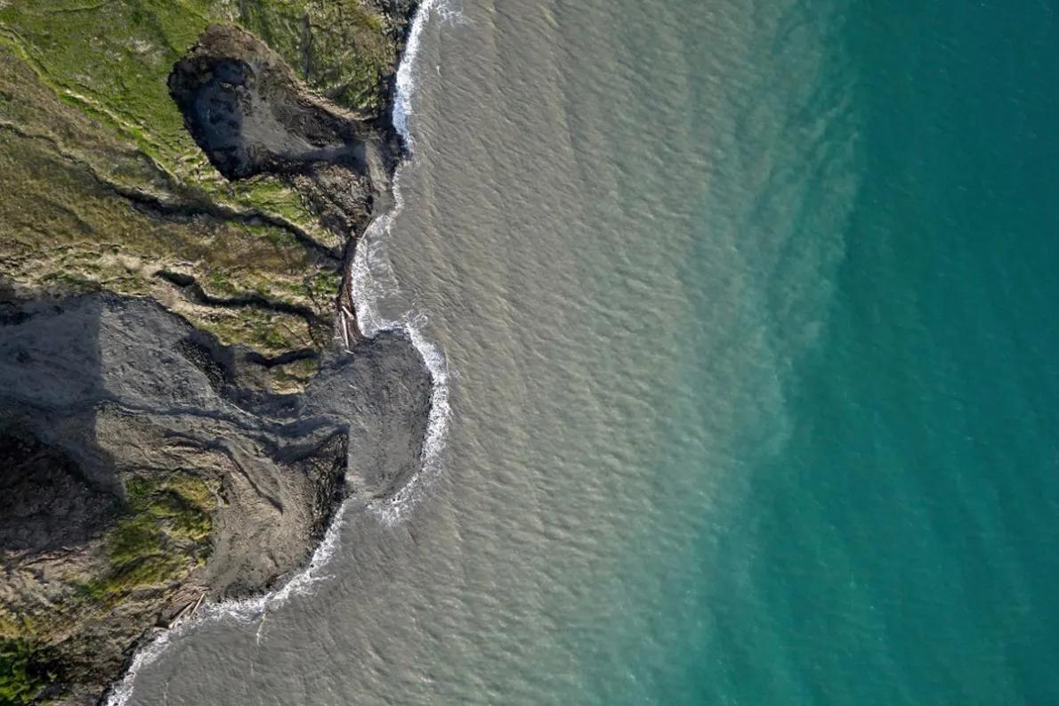 Aerial shot of a coastline