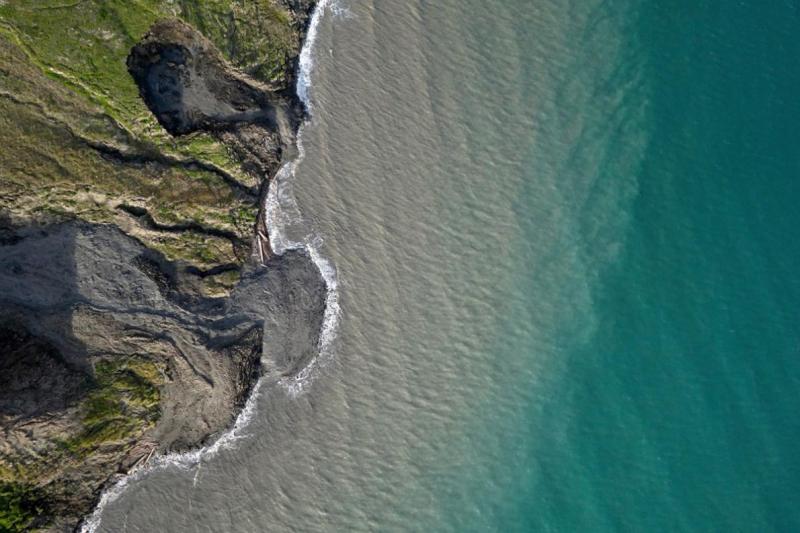 Aerial shot of a coastline