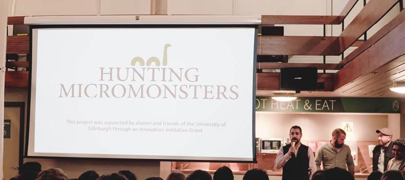 Hunting MicroMonsters presentation slide at the documentary launch event