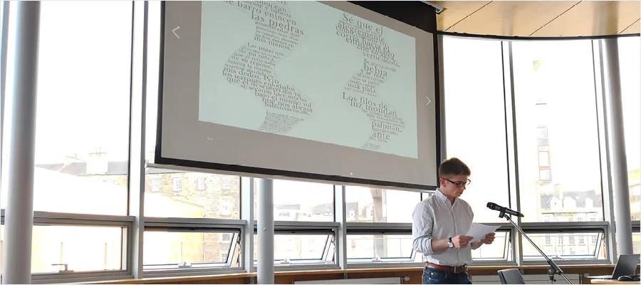 Peter recites his poem during BABBLE magazine launch