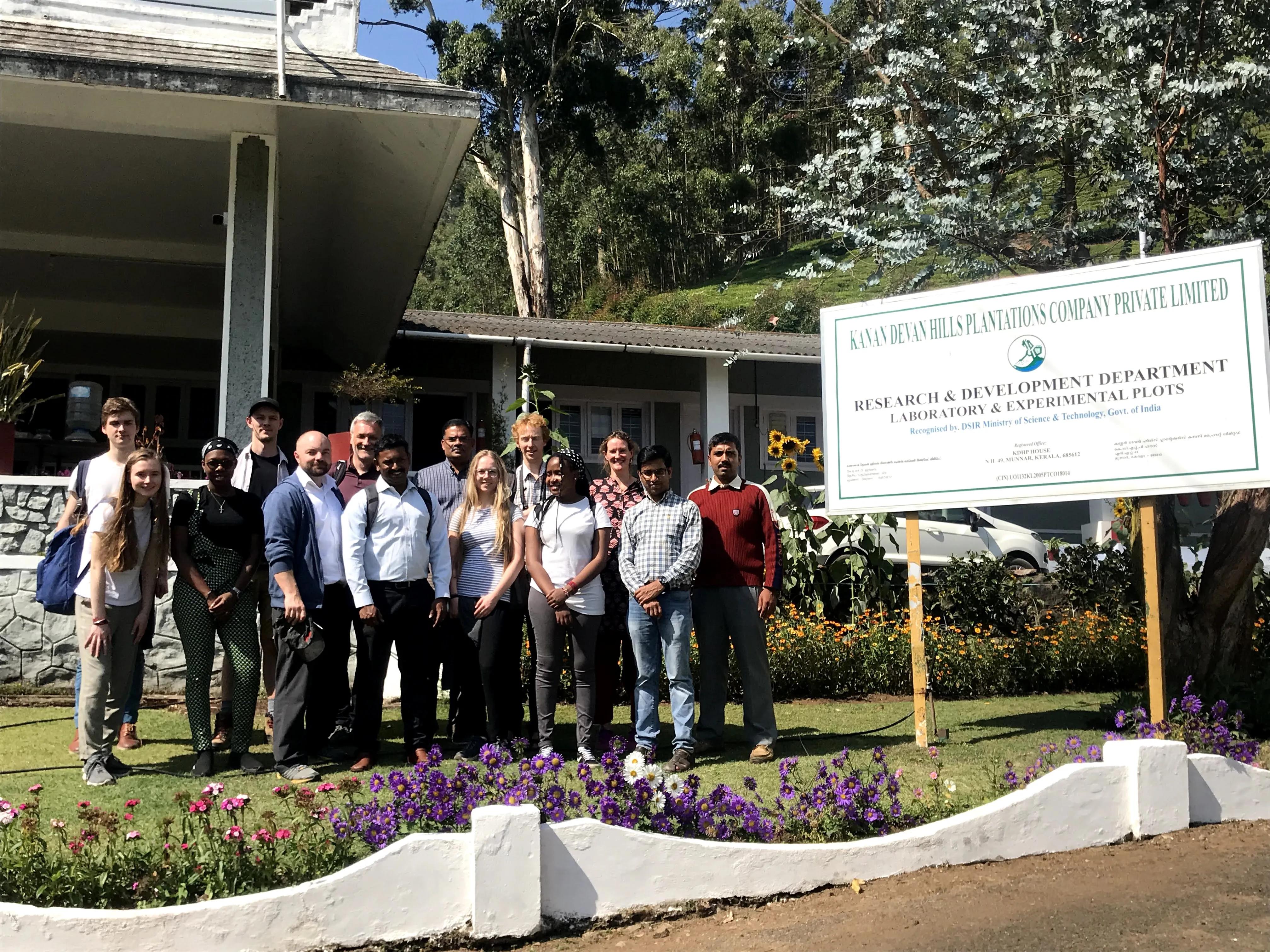 The group visiting the tea museum and a sustainably certified tea plantation. 